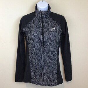 Under Armour Loose Top Zip Neck Black Print Long Sleeve Shirt
